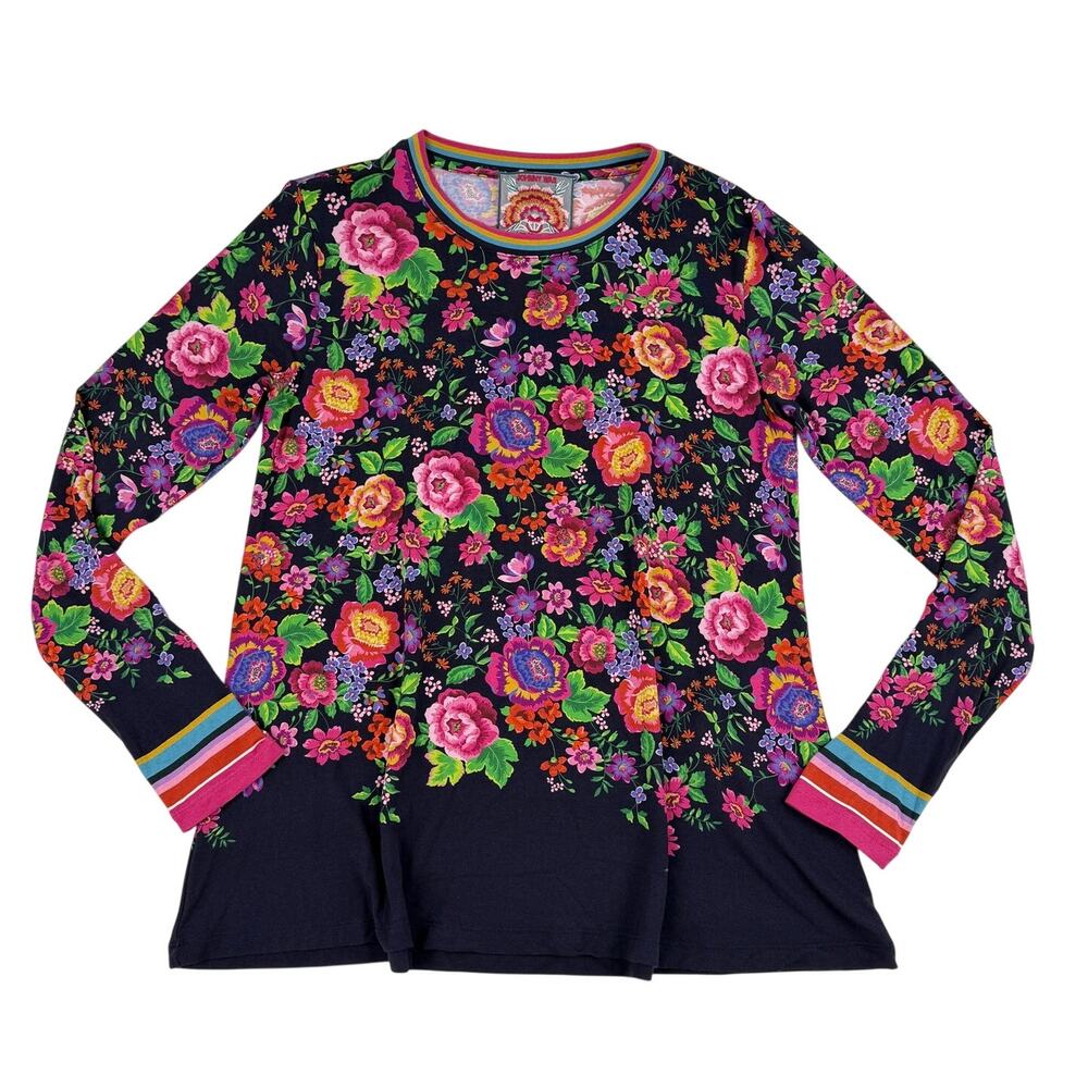 Johnny Was The Janie Favorite Long Sleeve Swing Tee Floral Boho Small